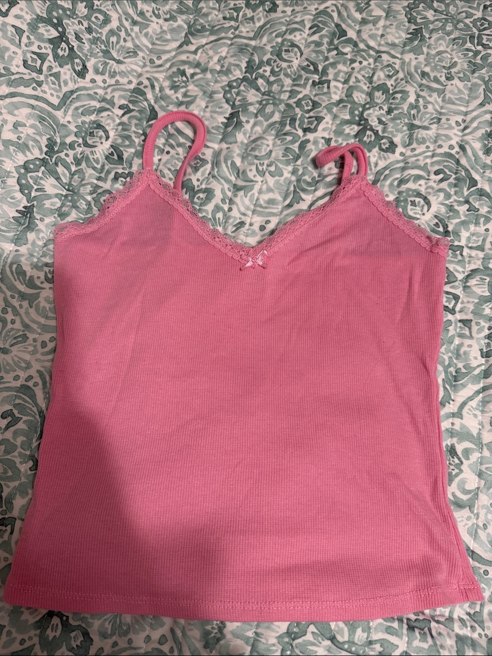 Bozzolo Pink Lace-Trim Ribbed Camisole